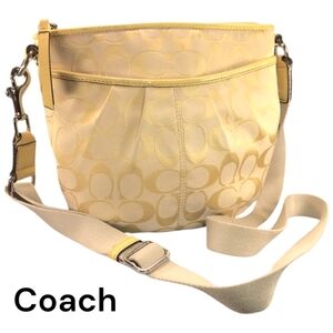 Coach Soho Pleated Signature Jacquard Monogram Vintage Swing Bag Yellow